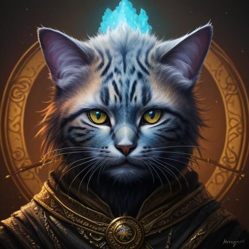 Cat mage in ornate robe - AI Generated Artwork - NightCafe Creator