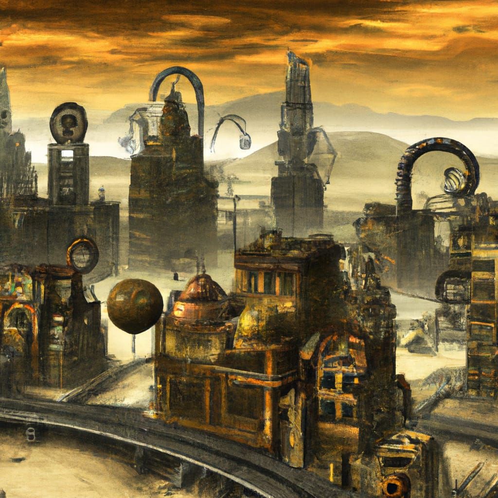 futuristic steampunk city