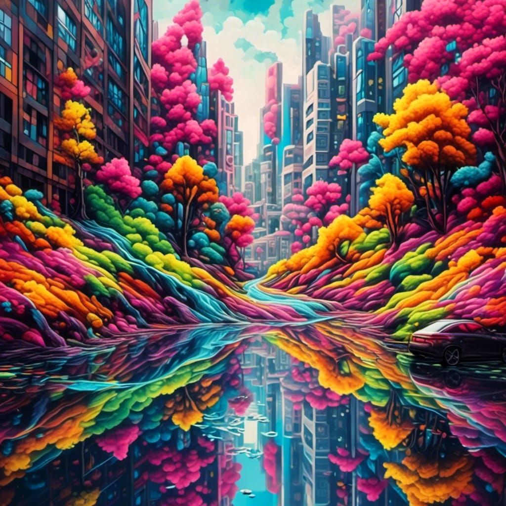 Cityscape:un ruisseau traverse la ville  by @Piboulou 