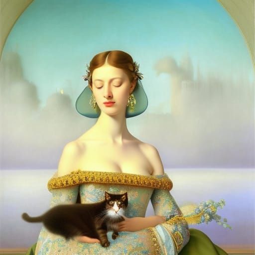 Woman with cat - AI Generated Artwork - NightCafe Creator