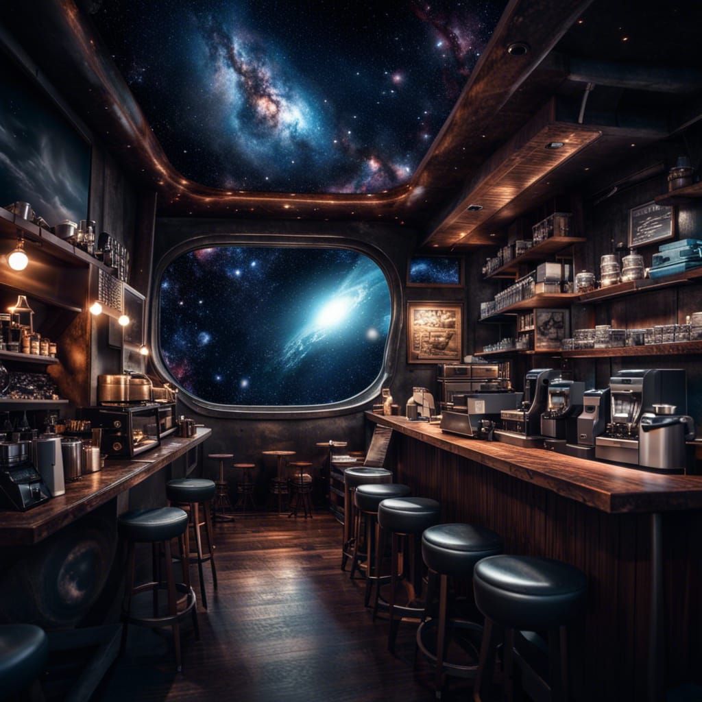 Coffee Shop in Space  by @loodupyydja
