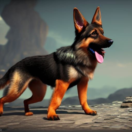 A tiny German Shepard showing excitement  by @Clifford