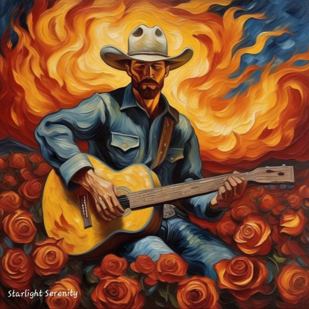Cowboy playing his guitar