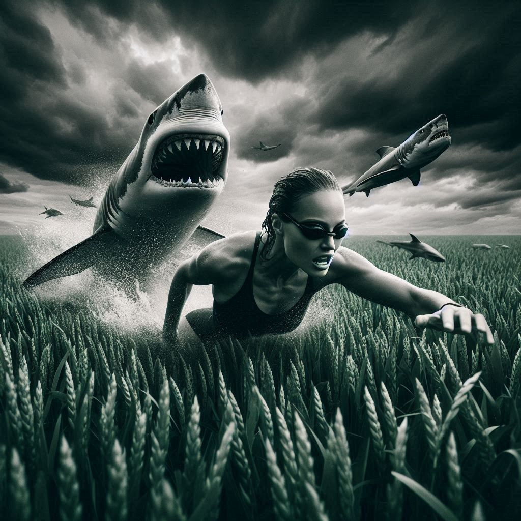 Sharks grassfield. Not safe swimming.