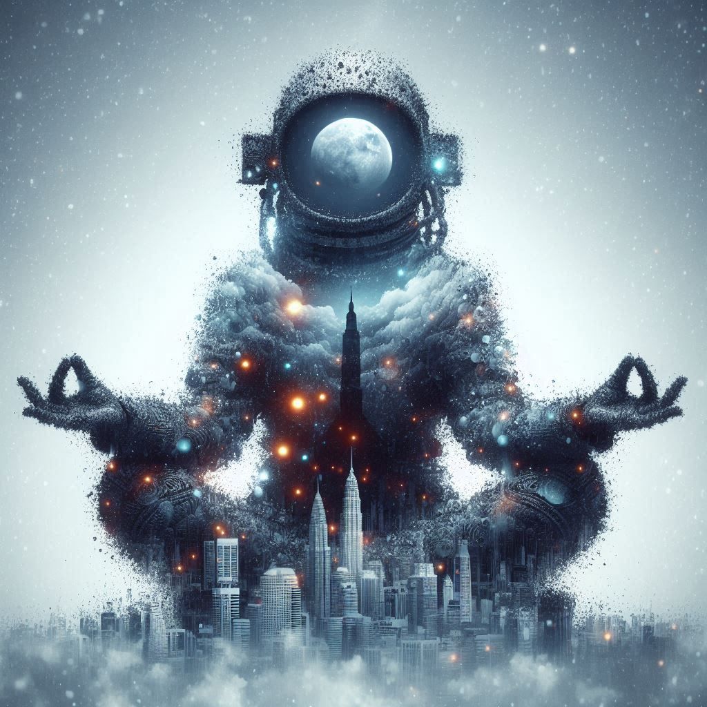 double exposure beautiful fantasy DALL-E 3 portrait landscap...