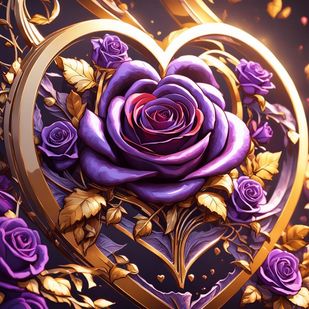 Purple Roses and a Heart - AI Generated Artwork - NightCafe Creator