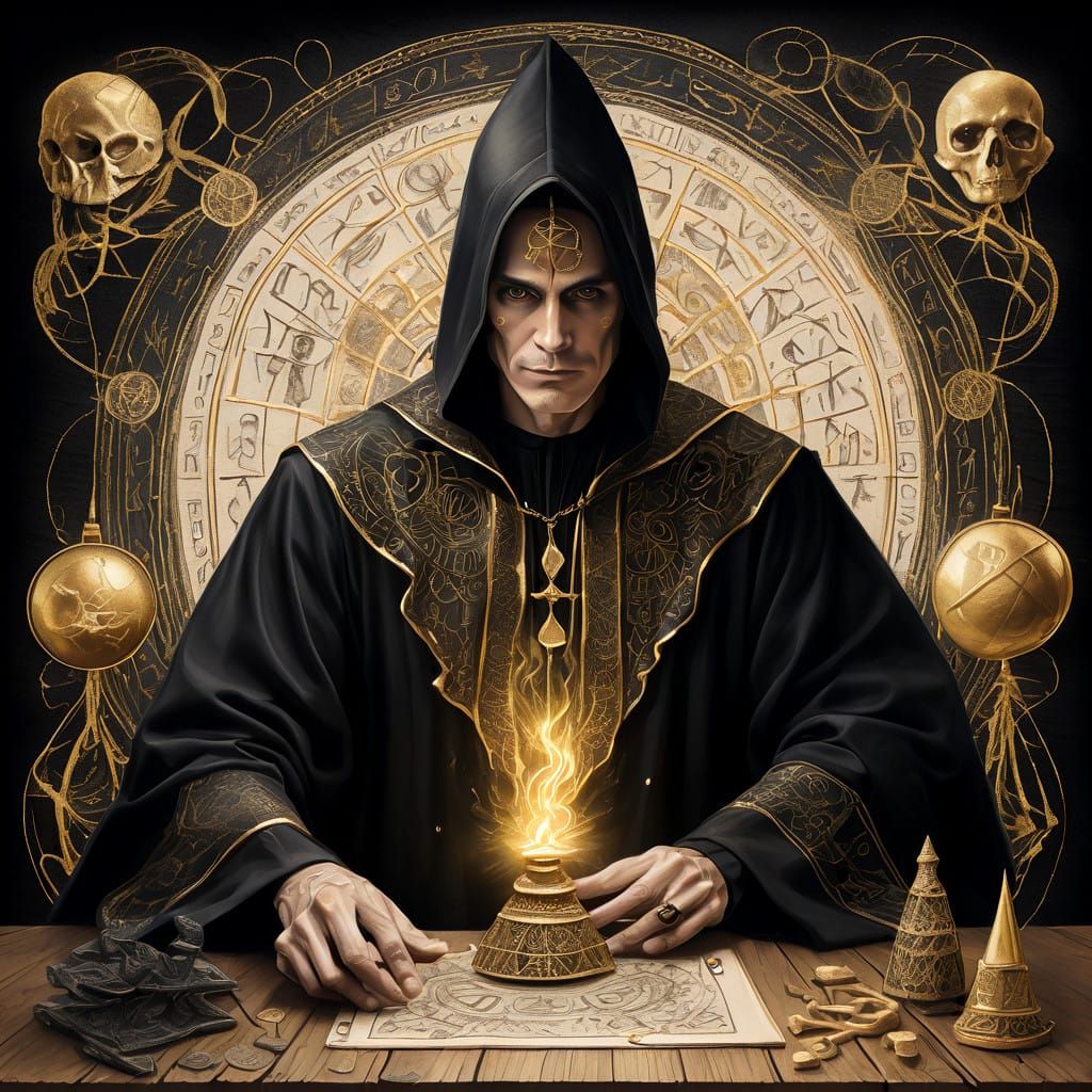 Frail Magician in Charcoal Drawing