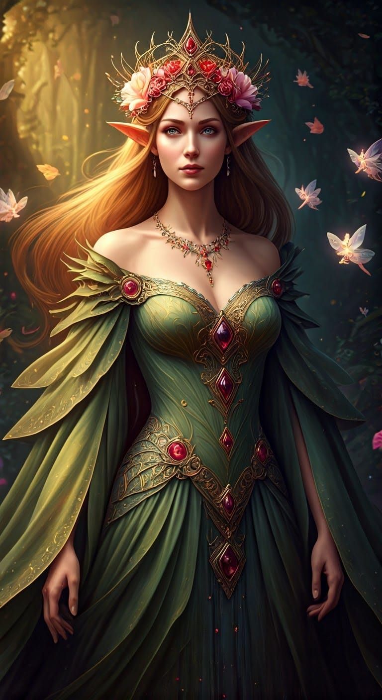 A regal forest-dwelling elf princess in traditional elf attire (04)