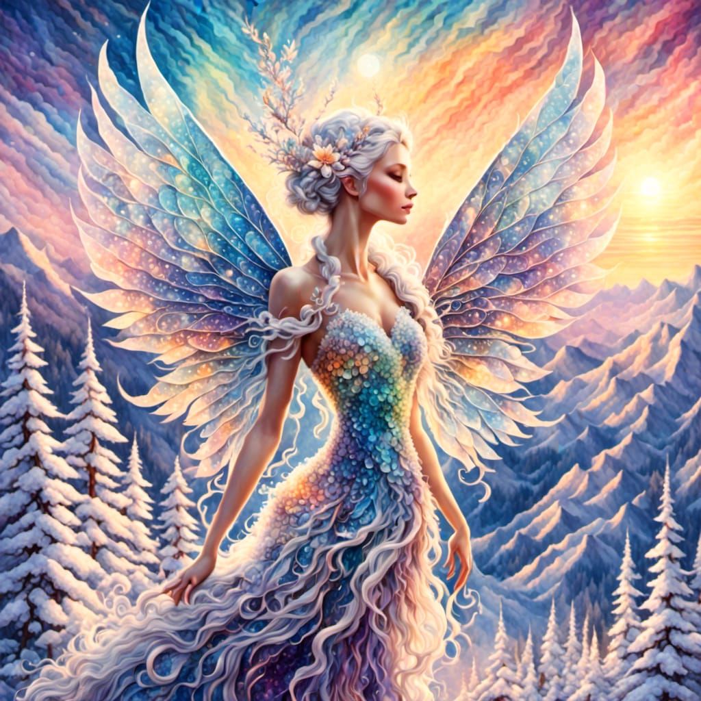 <lora:Colorful Magic:1.0> Detailed illustration by Magdalena Korzeniewska, bubug, of a winter frosty fantasy with a stunningly adorable beau...