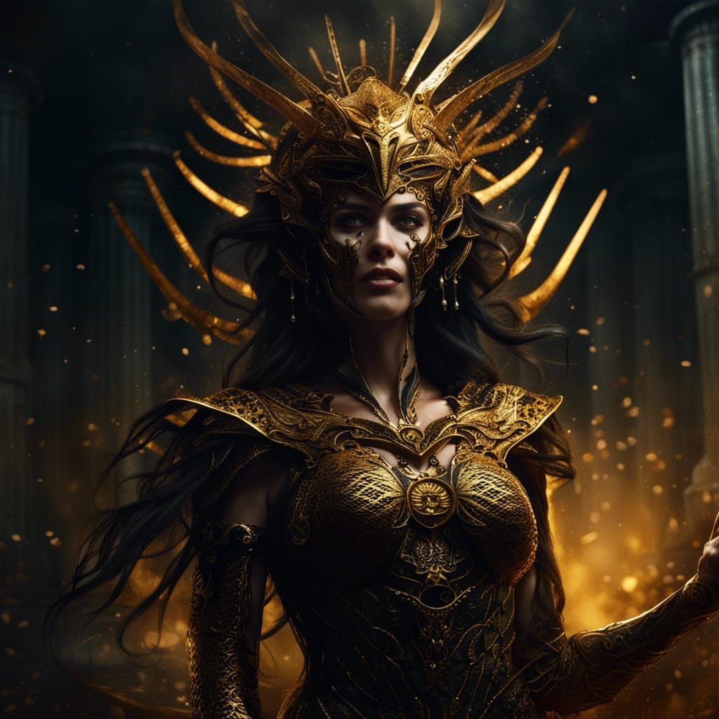 Nemesis Goddess of Revenge and Divine Retribution, gold & black, soft feel, ancient Greek, revenge  by @undefined