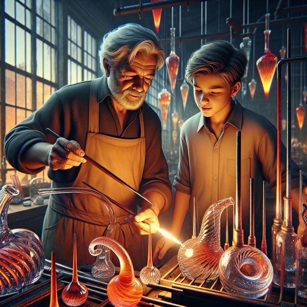 Master Glass Artist Teaching his Teen Apprentice  by @Chikiwi Creations