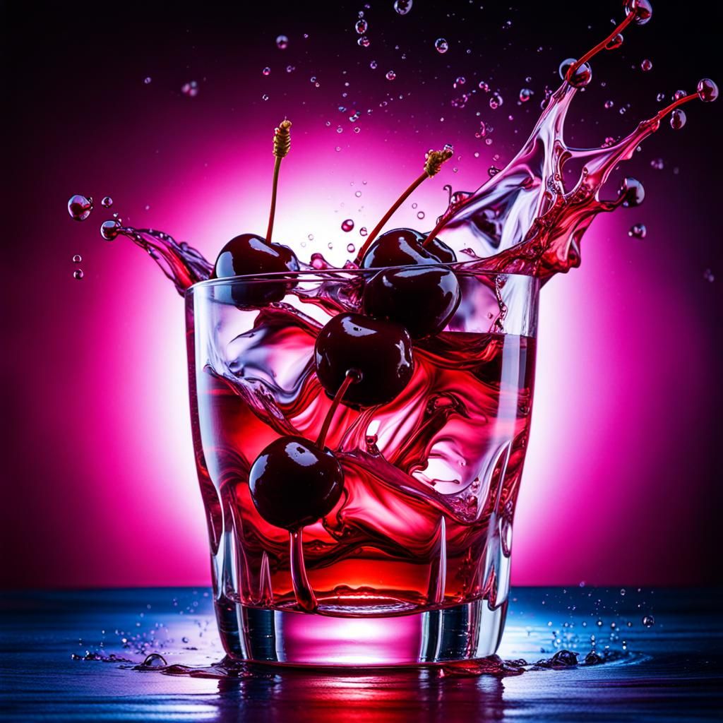 Cherries in a Cherry Red cocktail   by @That cinema teacher