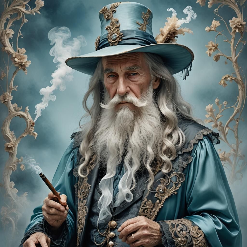 Sky Blue Smoking Hat Man