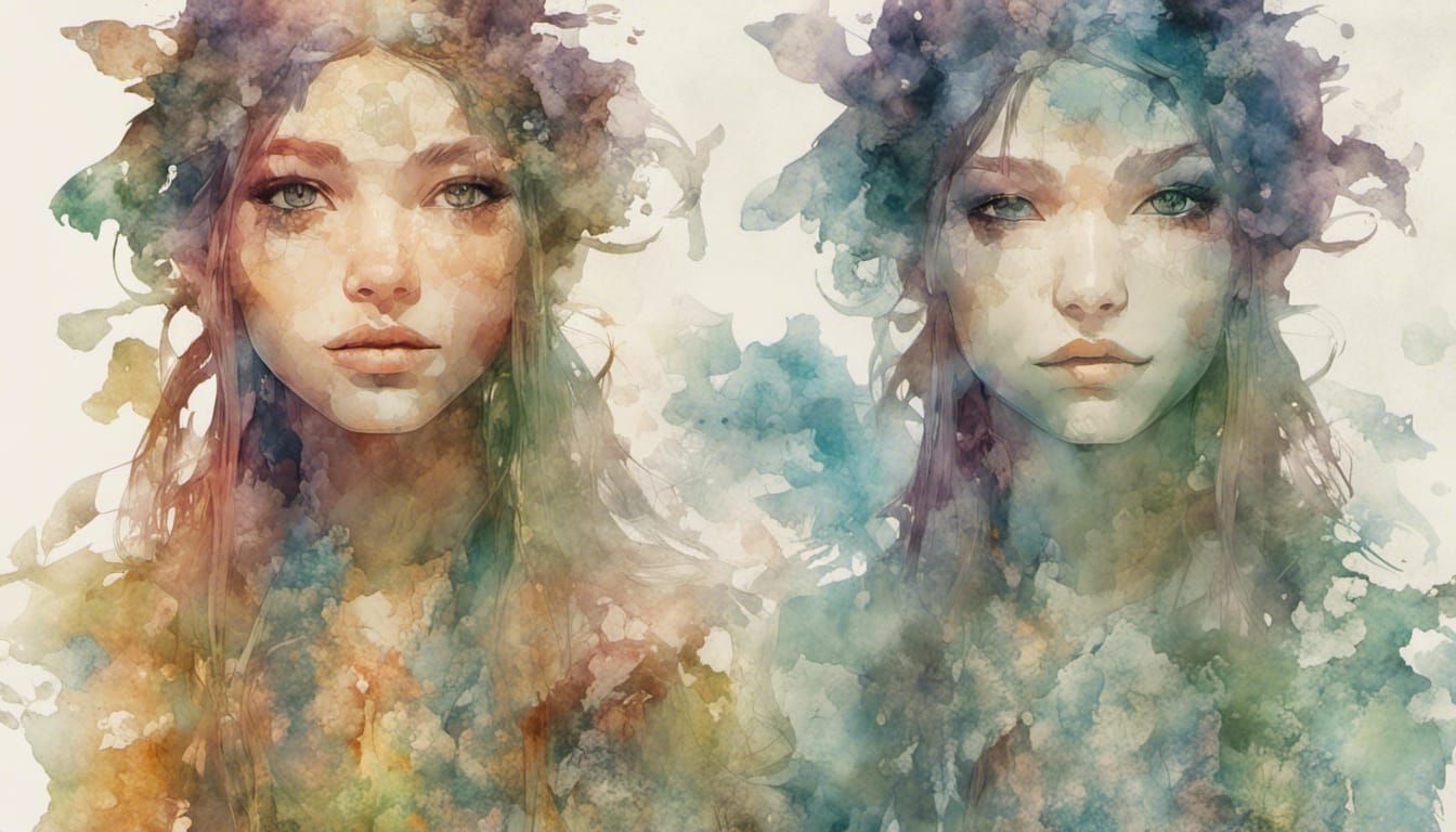 Hippie Elf double exposure Portrait a beautiful Elf Hippie girl, a city ...