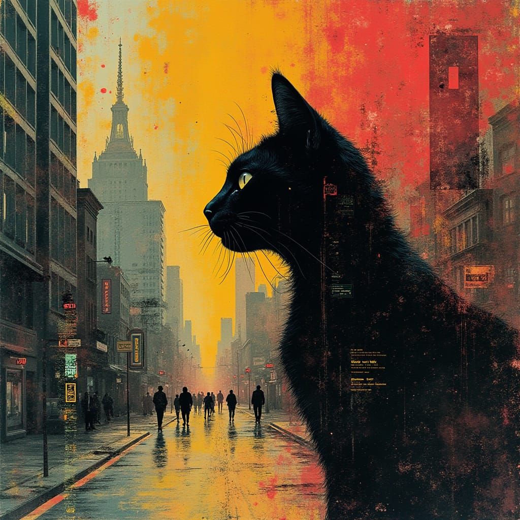 Cat and the city  by @Olchap
