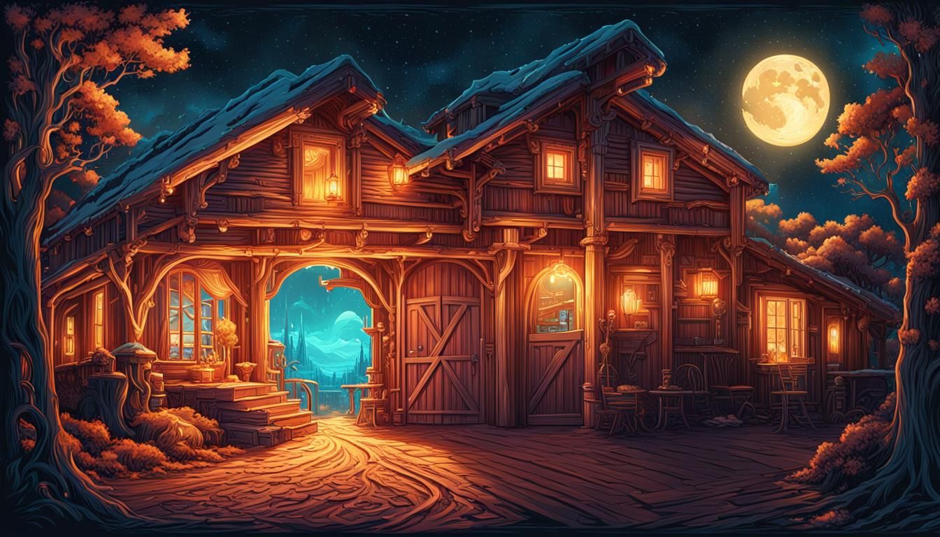 dream workshop Dan Mumford art nouveau log cabin rebuilt she...
