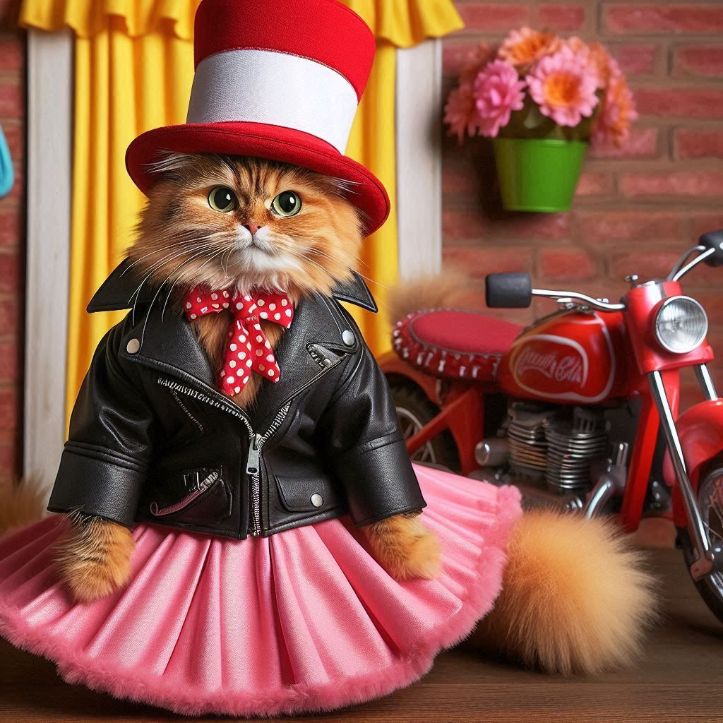 The Cat in the Hat was created in the 1950's, Poodle Skirts, leather jackets, and motorcycle clubs were popular at the t...