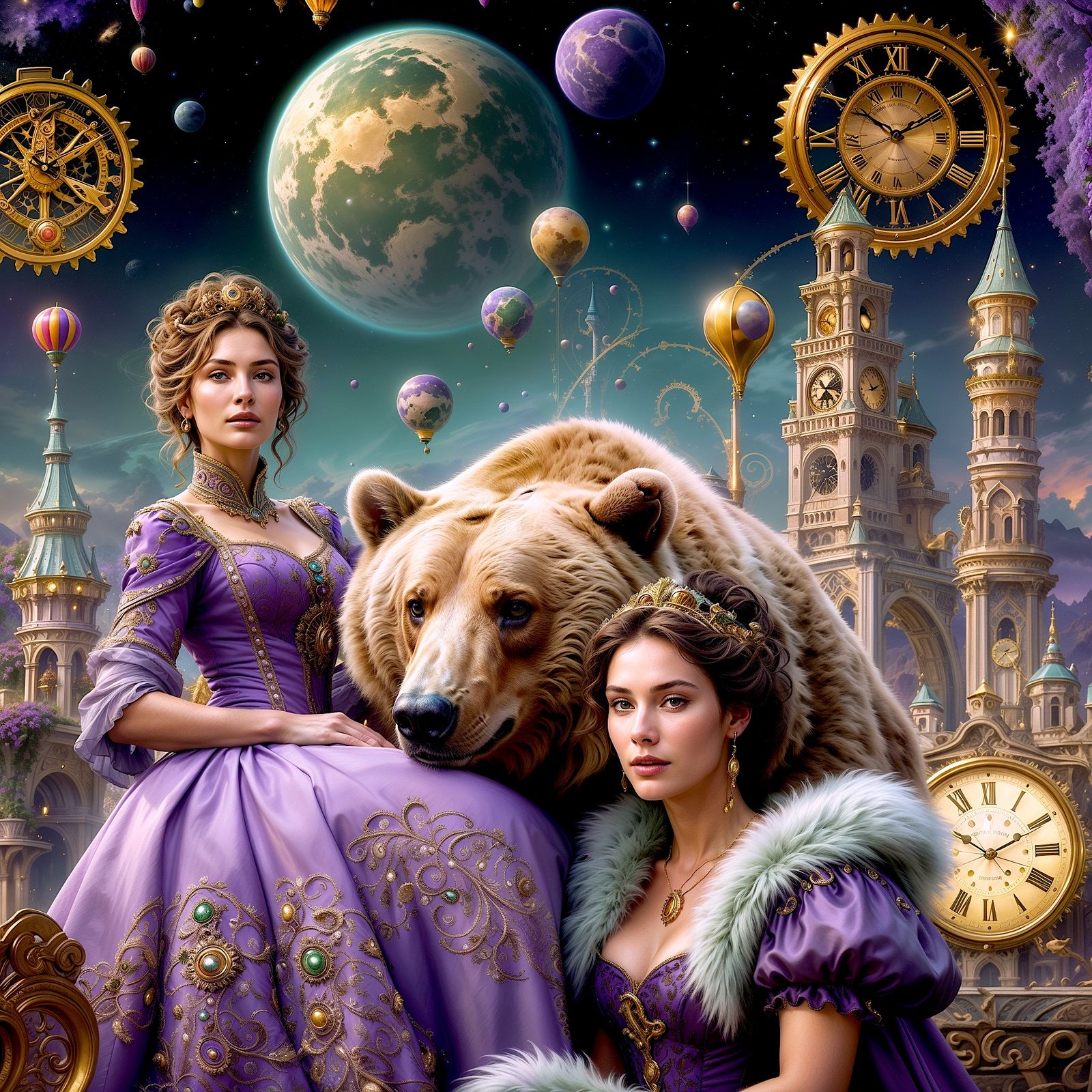 A Symphony of Time in Green, Purple and Gold - Variations #4...