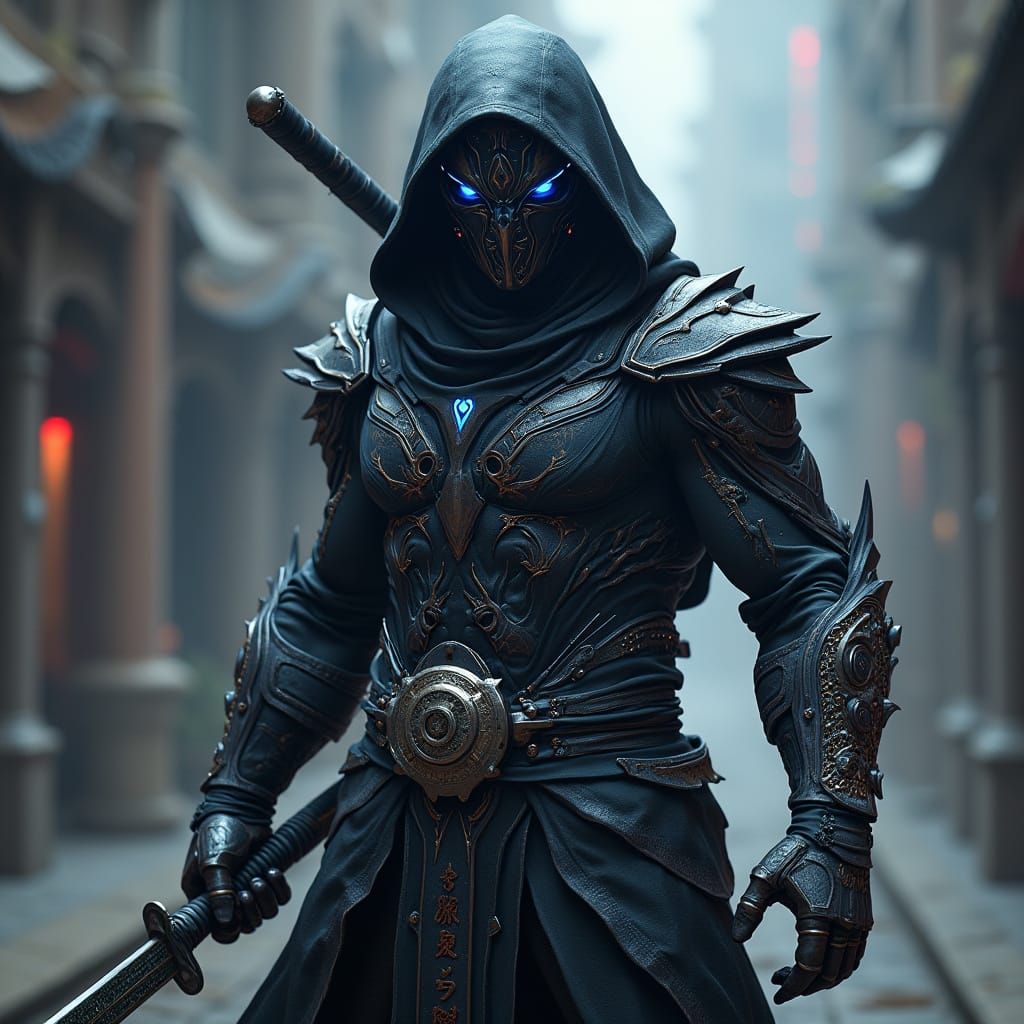 Cyberpunk Ninja Exudes Mystery and Power