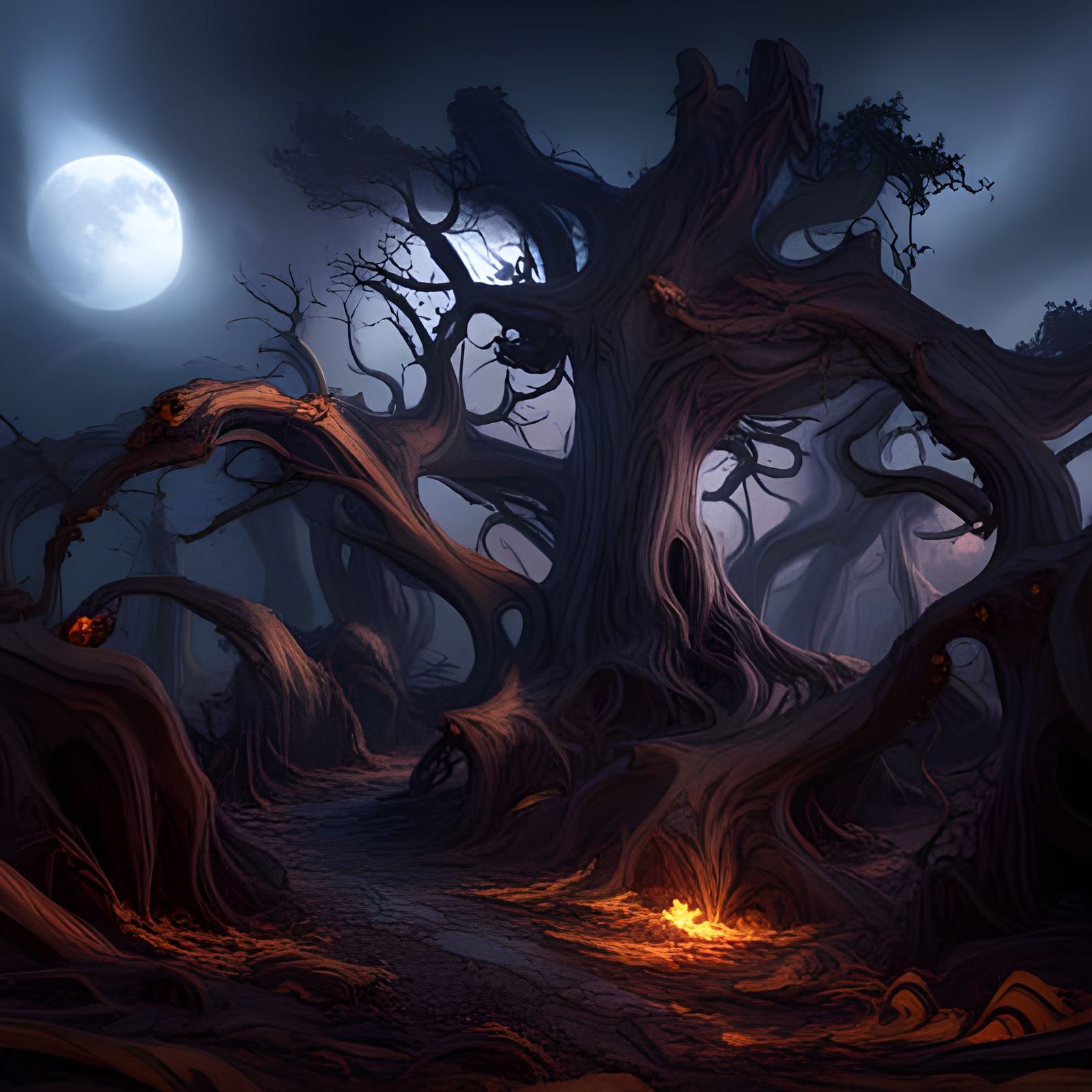 Spooky twisted trees - AI Generated Artwork - NightCafe Creator