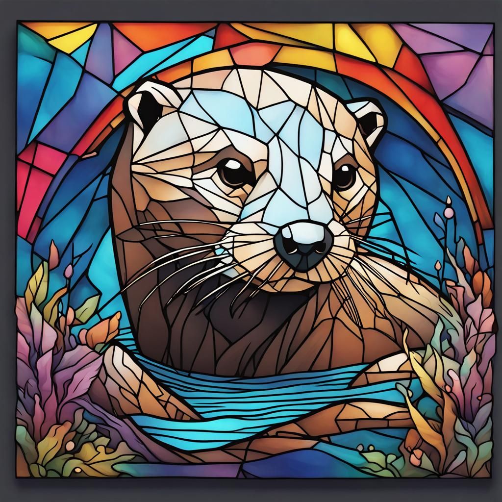 Stained Glass Otter - AI Generated Artwork - NightCafe Creator