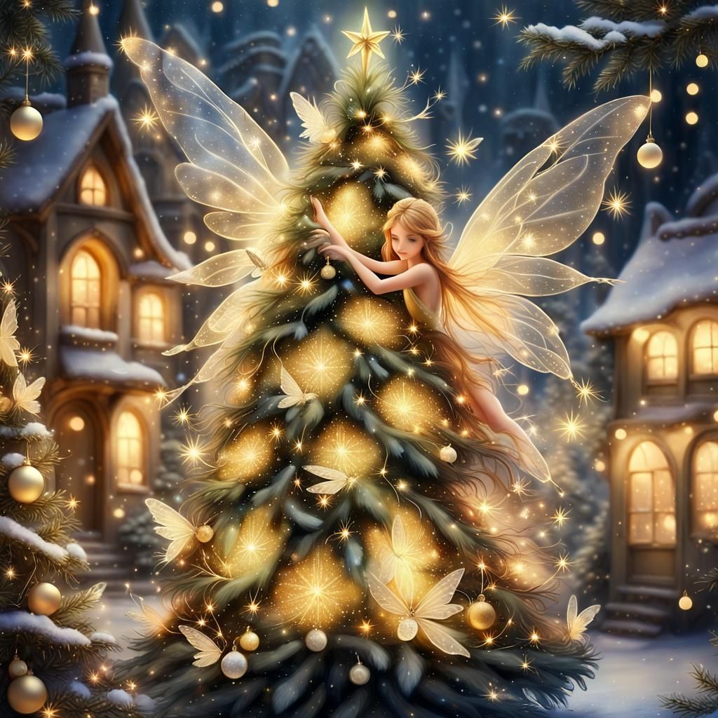 Christmas tree,fairies AI Generated Artwork NightCafe Creator