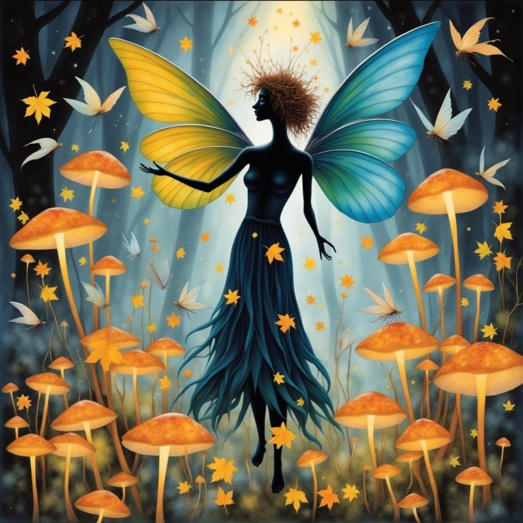 <lora:Fall Fairies 2:1.0>  fall fairy gathering