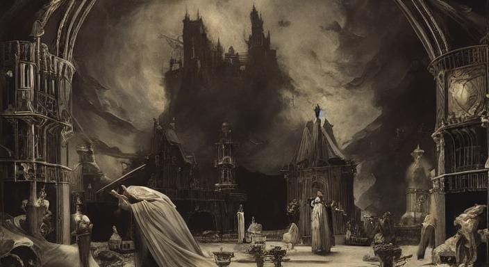 "The Alchemist". Ominous, Intricately Designed, Elaborate, Digital, Scenic, Hyper-Detailed, Delicate; Complex, Francisco Goya,  anthropomorp...