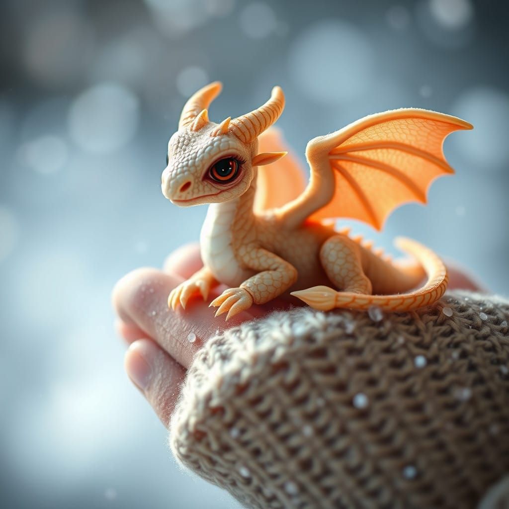 Enchanted Winter Dragon in Whimsical Hyper-Realism