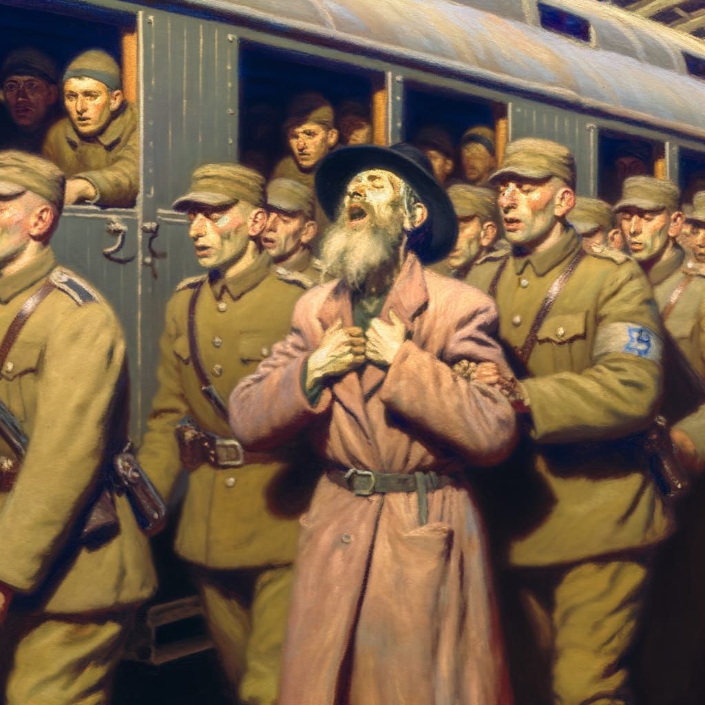 Polish Jewish Hasidic Rabbi Sings in Realistic Oil Painting