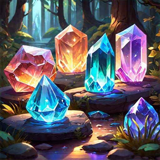 glowing crystals