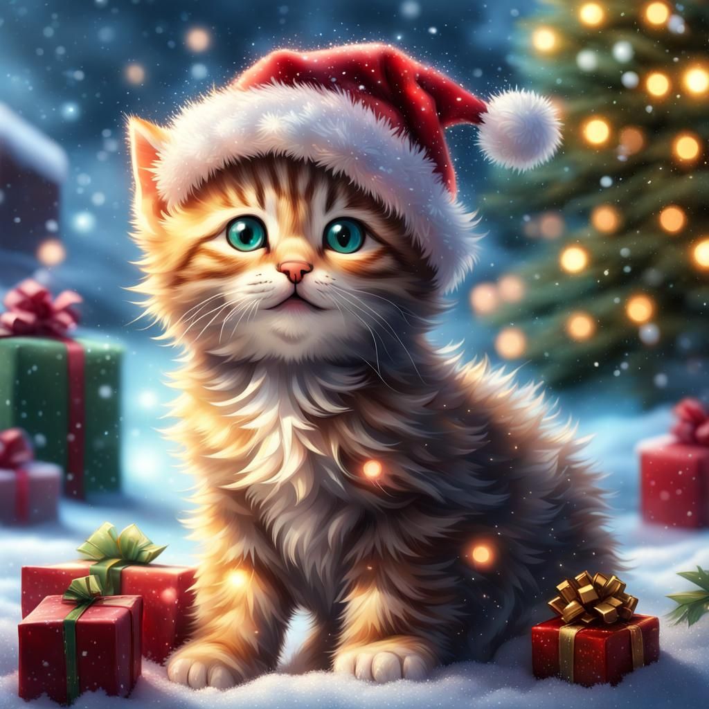 Santa Kitten  by @Atlaxa