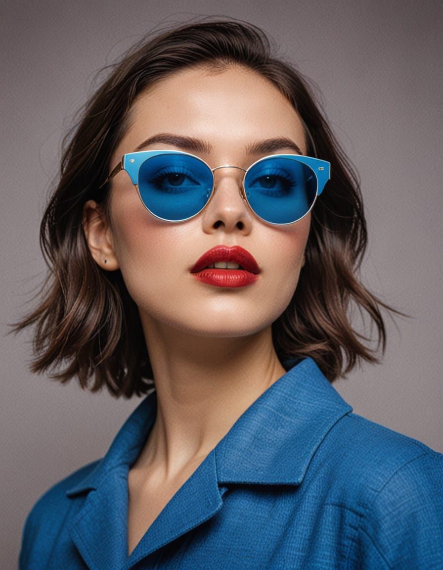 A vibrant Riso print showcases an abstract portrait of a woman subtly centered against a textured, cream-colored backdrop. She wears oversiz...