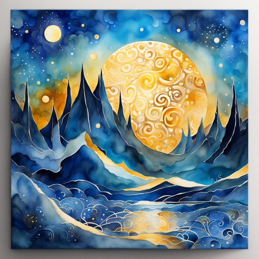 ein Aquarell: das Mondlicht  by @Bee_creative