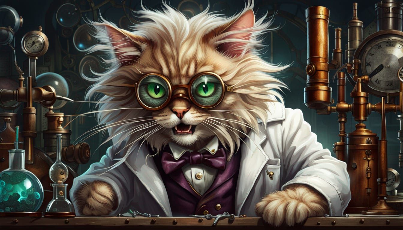 Mad Scientist Cat - Ai Generated Artwork - Nightcafe Creator