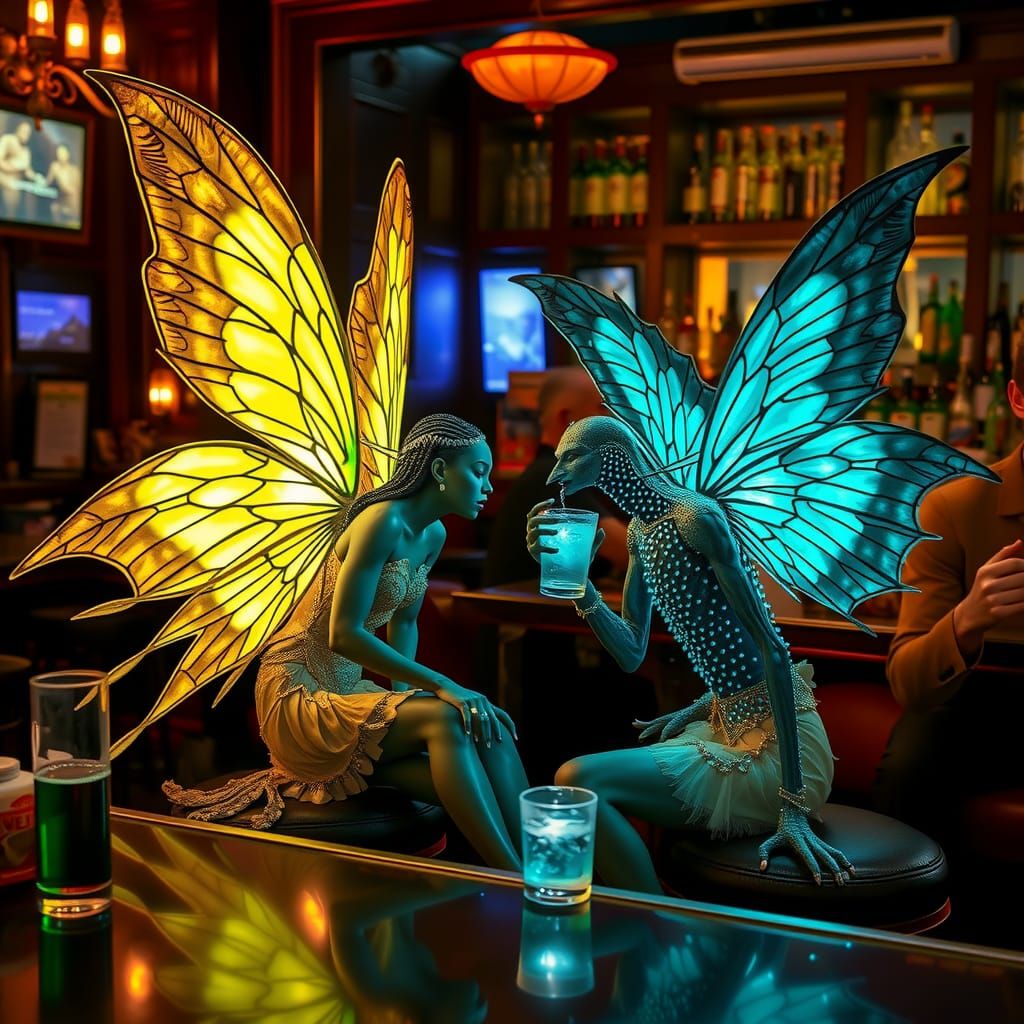 Nigerian Fairy and Banshee in Pub, LaChapelle Style