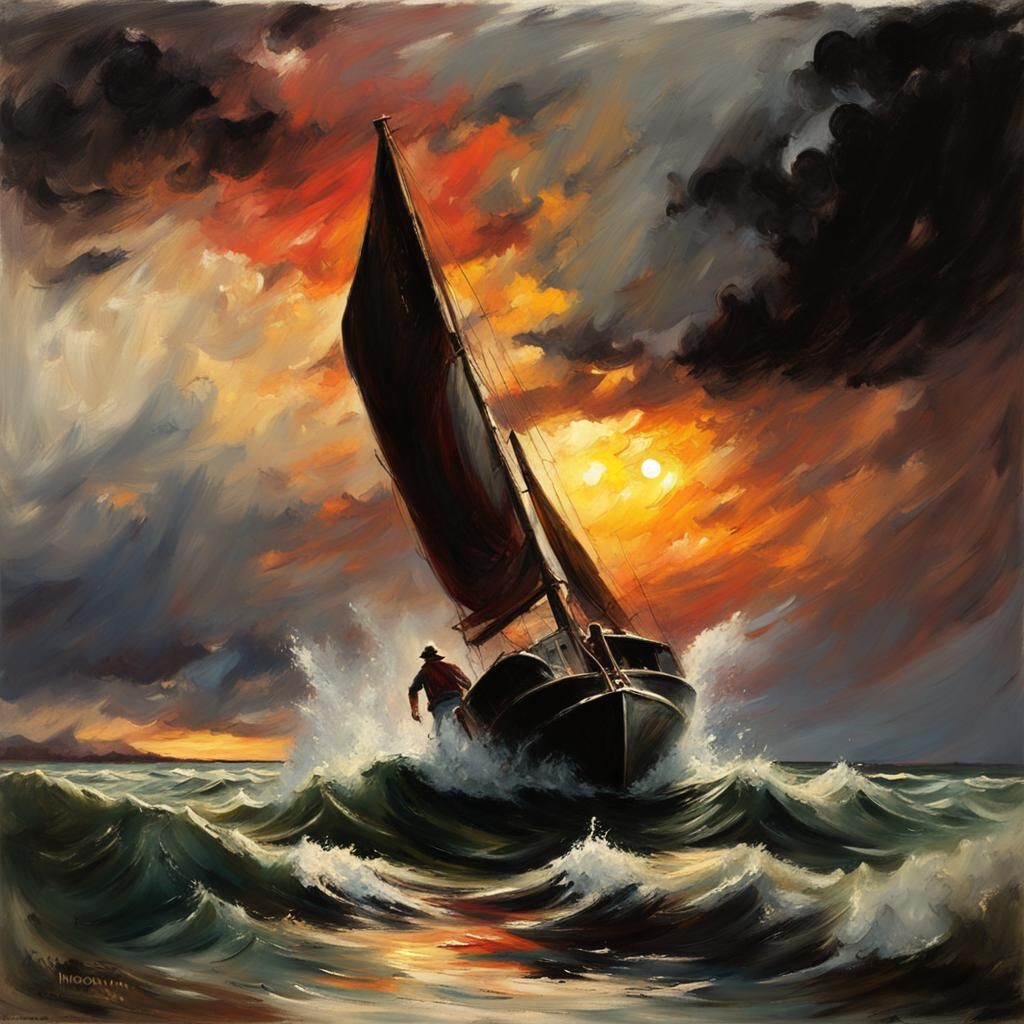 A sailboat at sunset  by @axelb