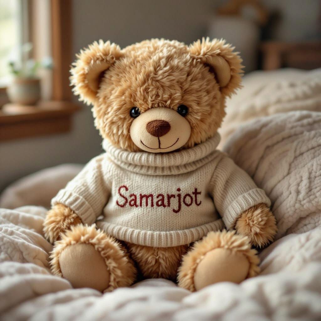 Teddy Bear with Samarjot Jumper in Storybook Style