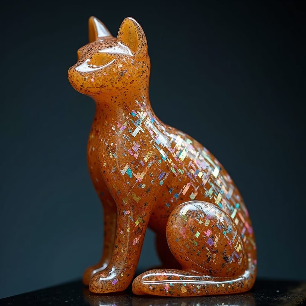 <lora:Sunstone Lattice:1.0> A cat carved from rainbow lattice sunstone intricate details, HDR, beautifully shot, hyperrealistic, sharp focus...