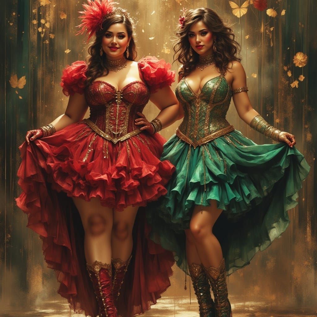 Fantastical Circus Dancers in 1980s Pulp Style