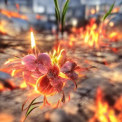 Flowers on fire