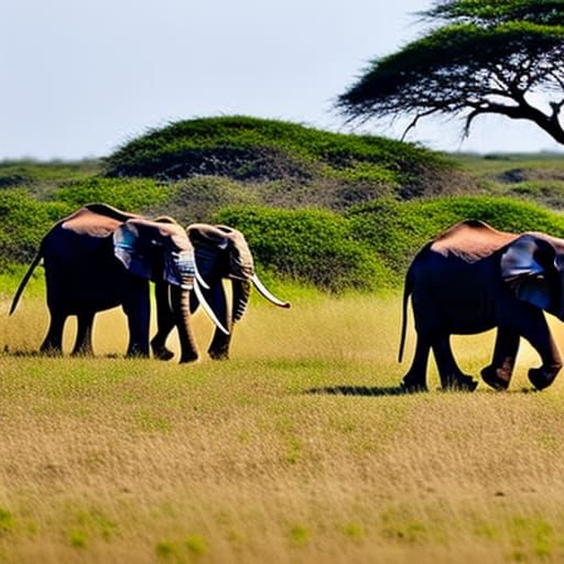 Elephants running.