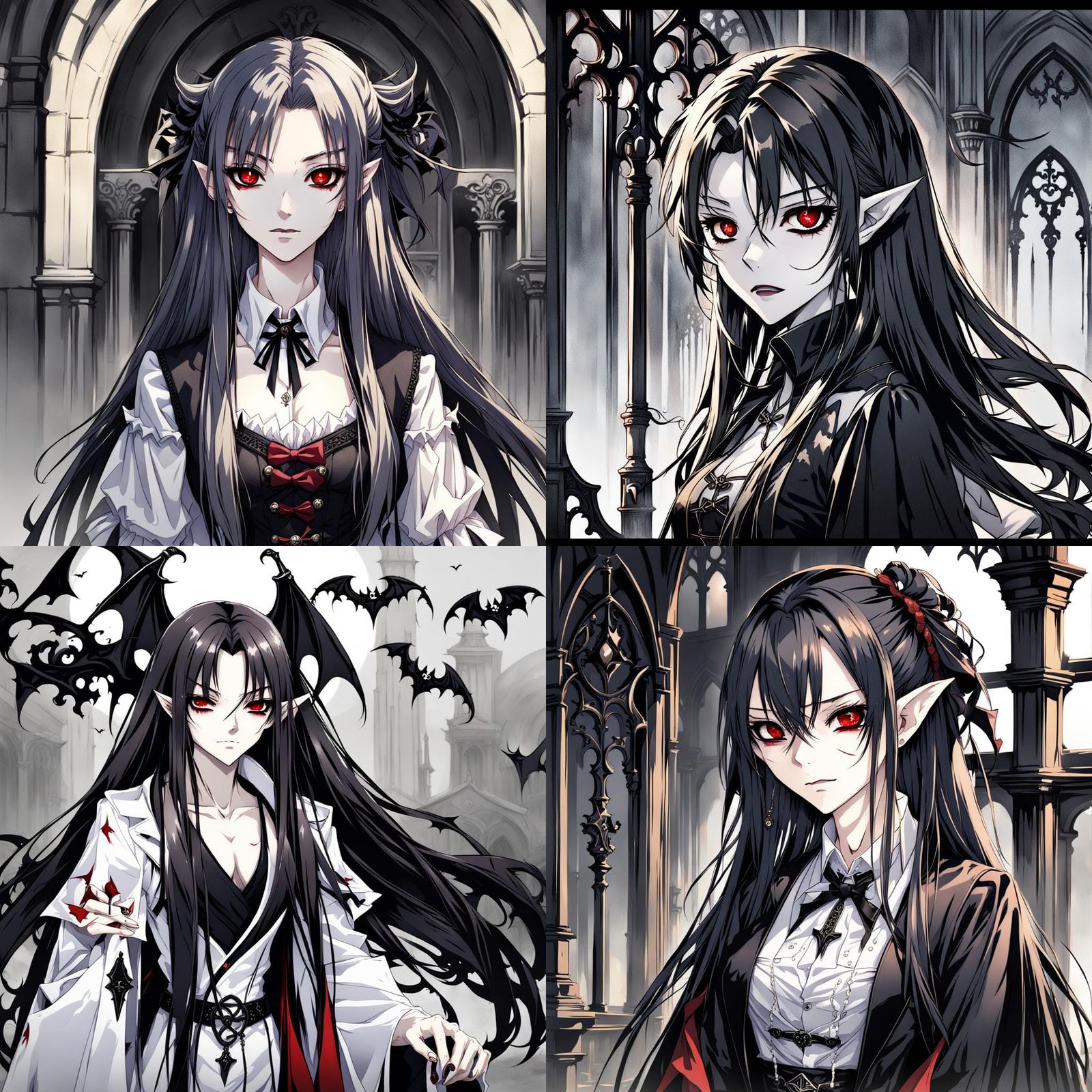 anime, female, vampire, gothic, long hair