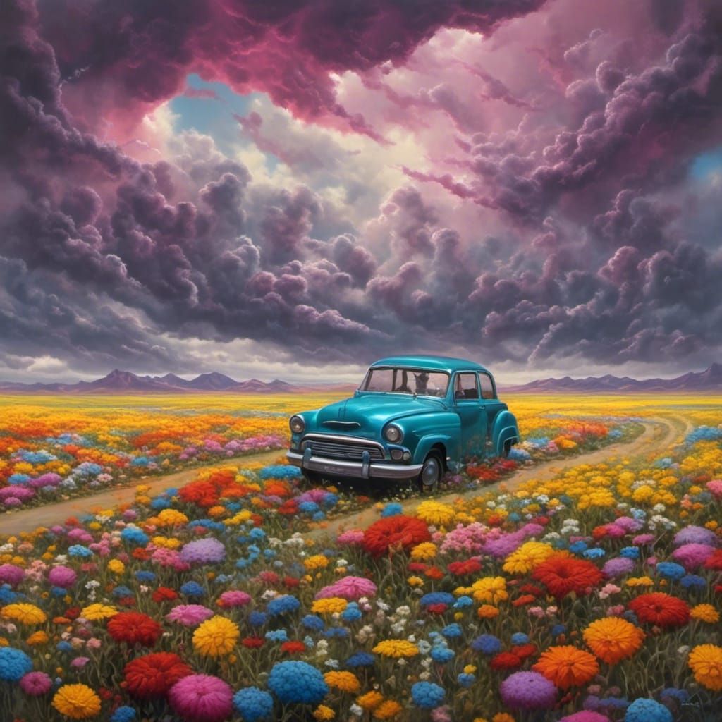 I dreamed of a car in a flower field