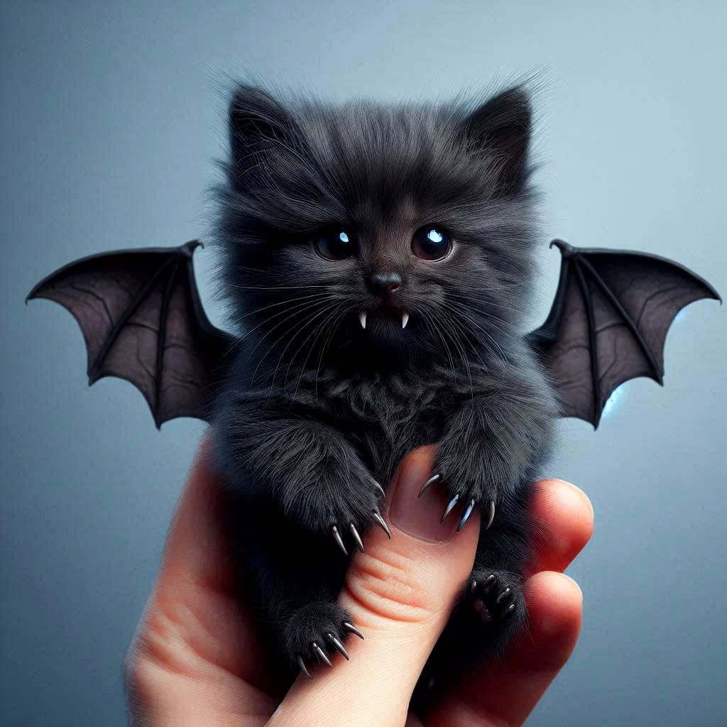 Adorable Bat Kitten Creature