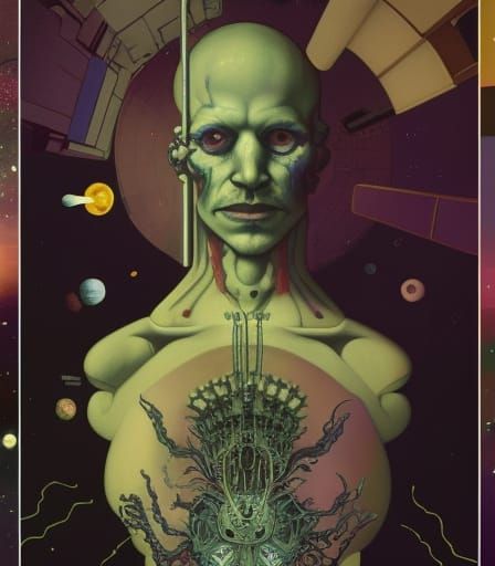 Cosmic Middle Finger: Hyperrealistic Space Station