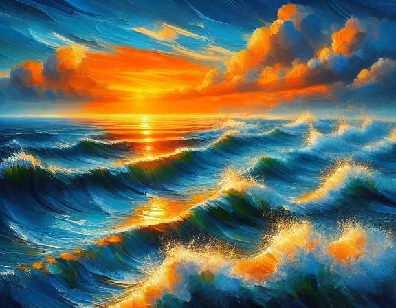 <lora:textured impasto:1.0> ocean sunrise