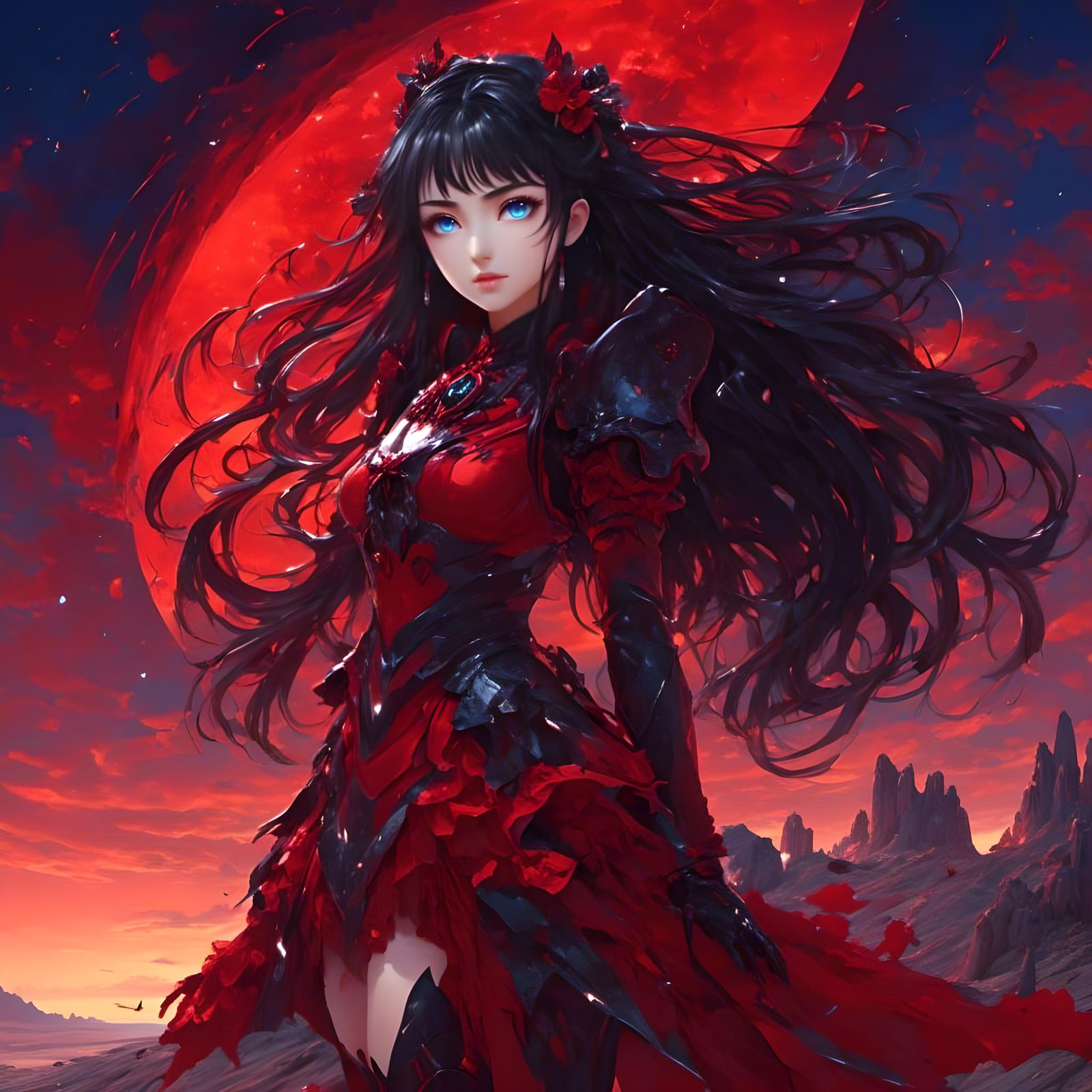 anime Rin Tohsaka, very beuatiful ,extremely blue eyes, long...