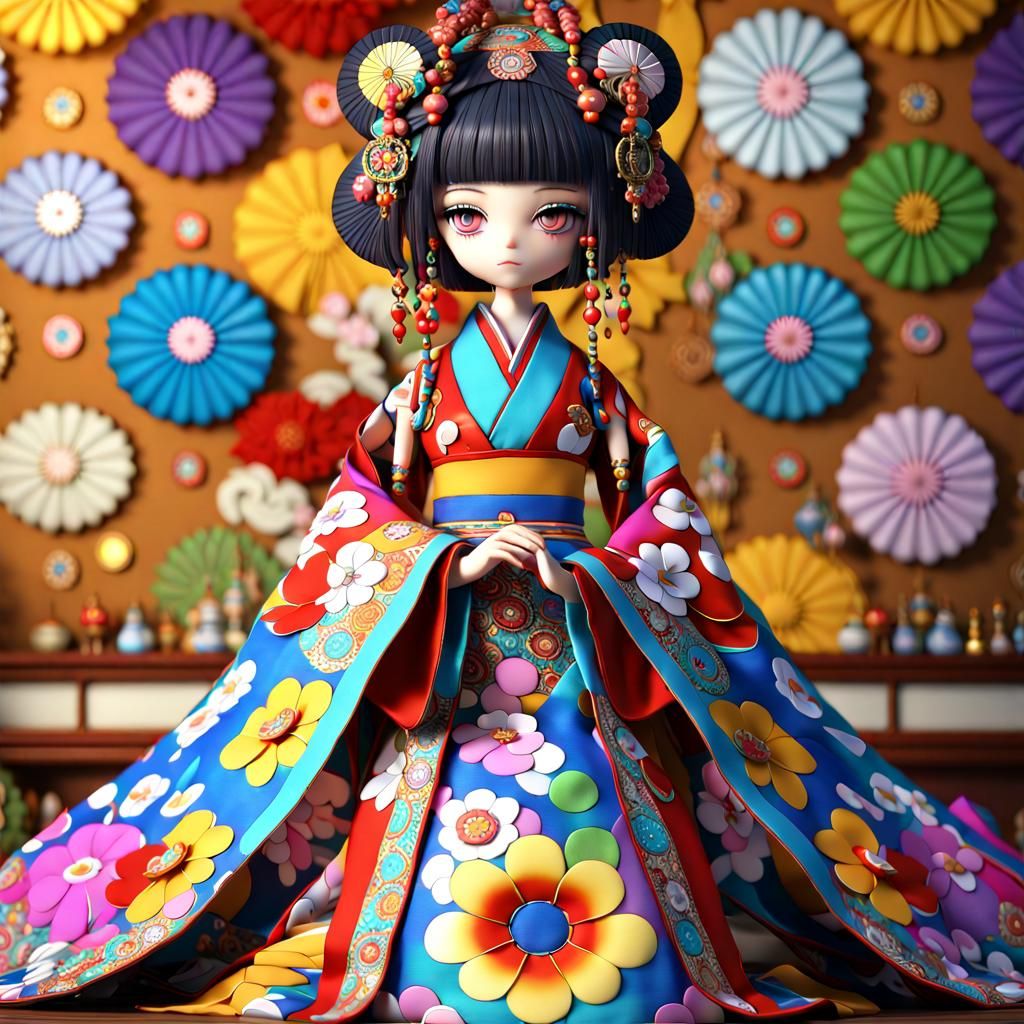 A doll wearing oriental garments