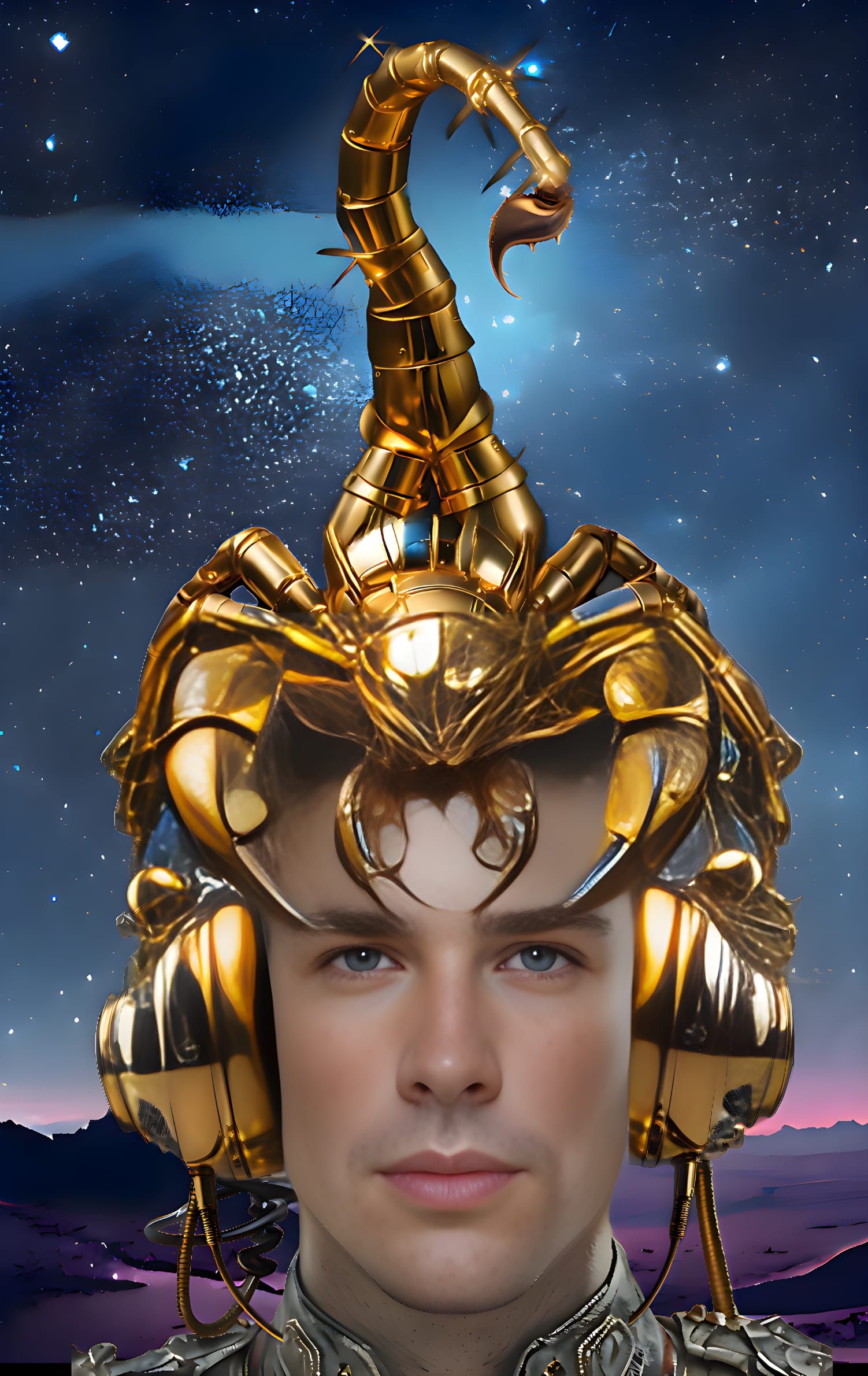 FROM A MYTHICAL-ASTROLOGICAL SCI-FI MOVIE: THE SCORPION HELM...